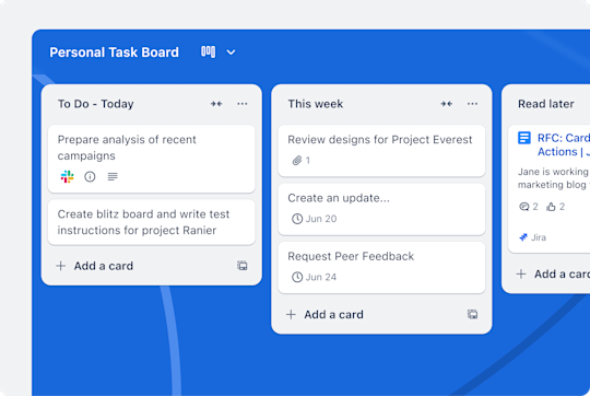Illustration of a Trello card being moved into the 'done' list